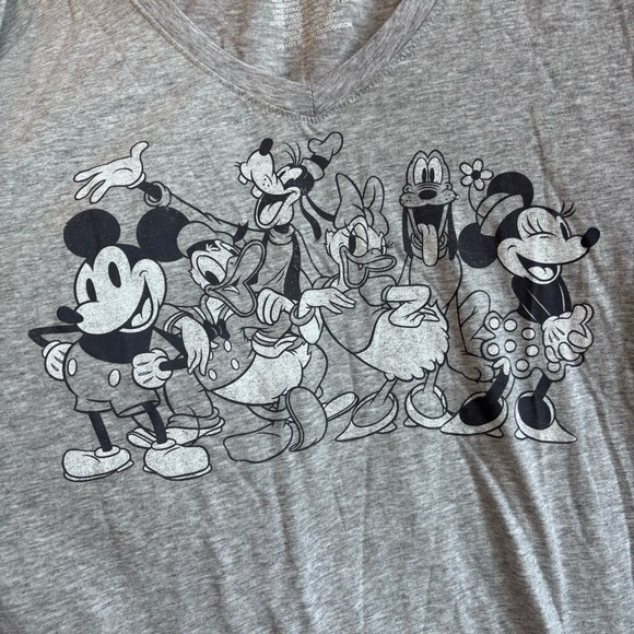 Mickey and Friends XL Womens Heathered Grey VNeck Tshirt Retro Comfy Disney - Picture 14 of 15